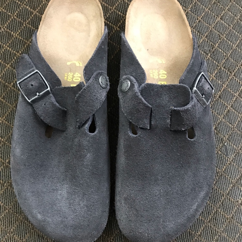 Grey Birkenstock clogs